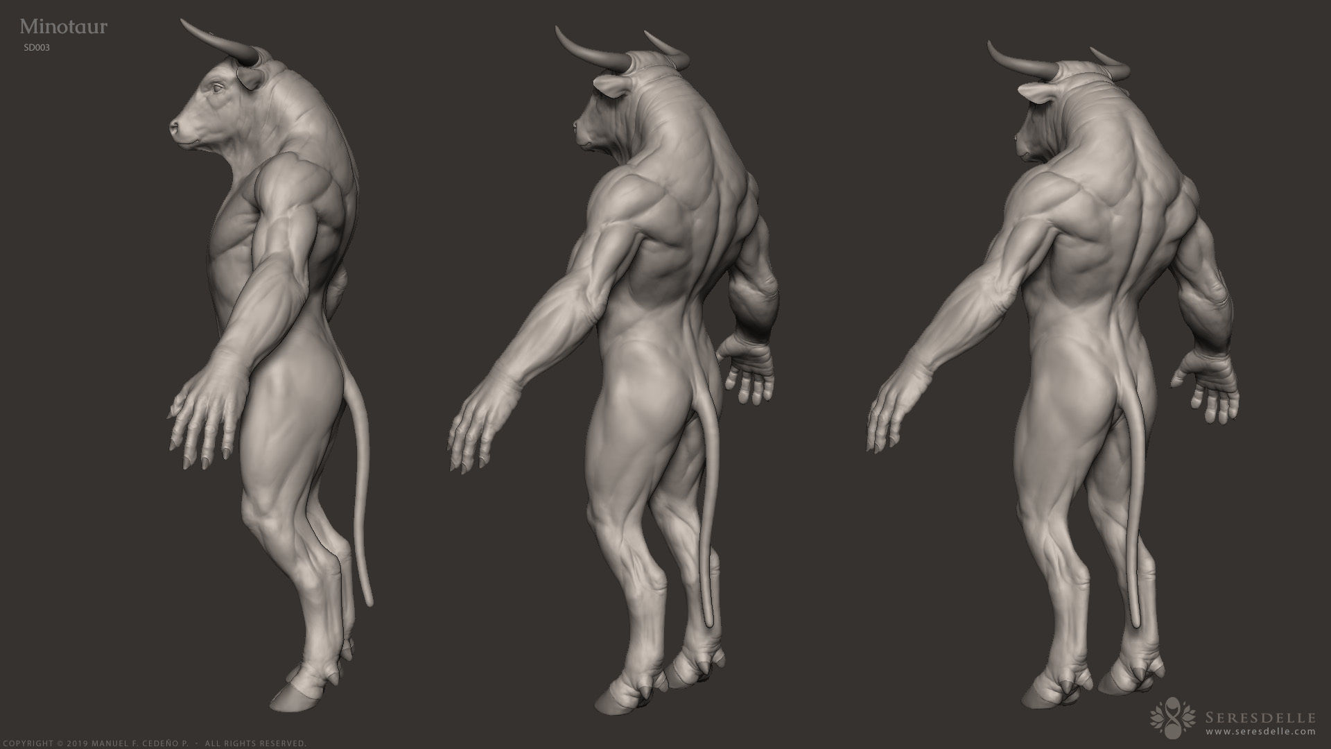 Minotaur - Highpoly Sculpture 3D model_5