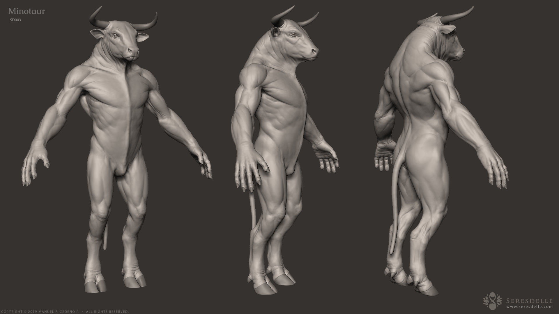 Minotaur - Highpoly Sculpture 3D model_3