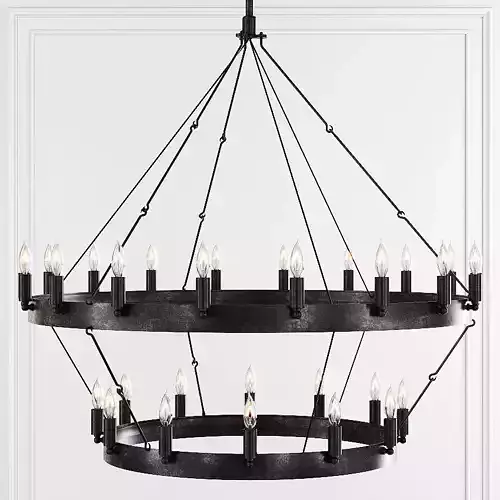 RH CAMINO VINTAGE CANDELABRA 2-TIER CHANDELIER 38 