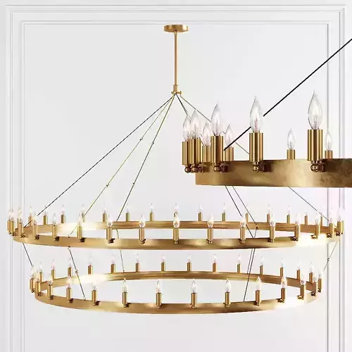 RH CAMINO VINTAGE CANDELABRA 2-TIER CHANDELIER 71 Brass