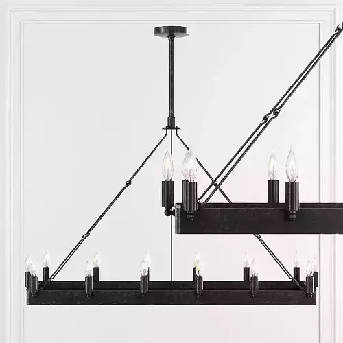 RH CAMINO VINTAGE CANDELABRA RECTANGULAR CHANDELIER 41 Black