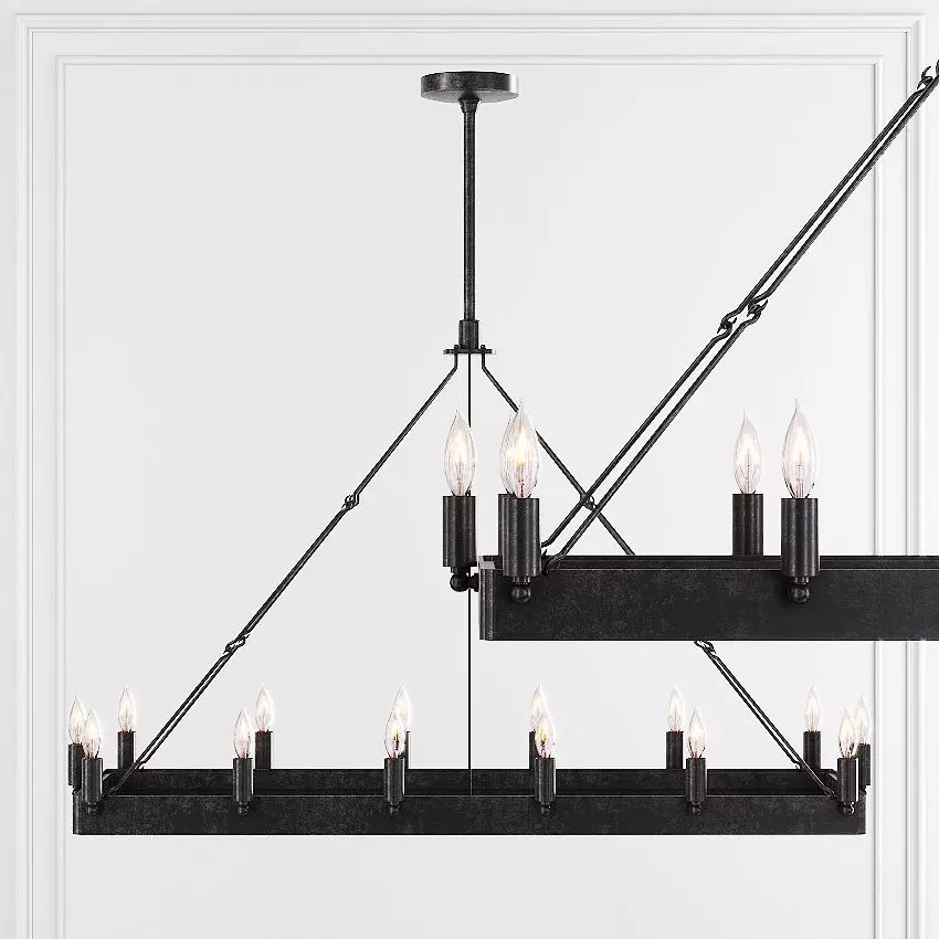 RH CAMINO VINTAGE CANDELABRA RECTANGULAR CHANDELIER 41 Black 3D model