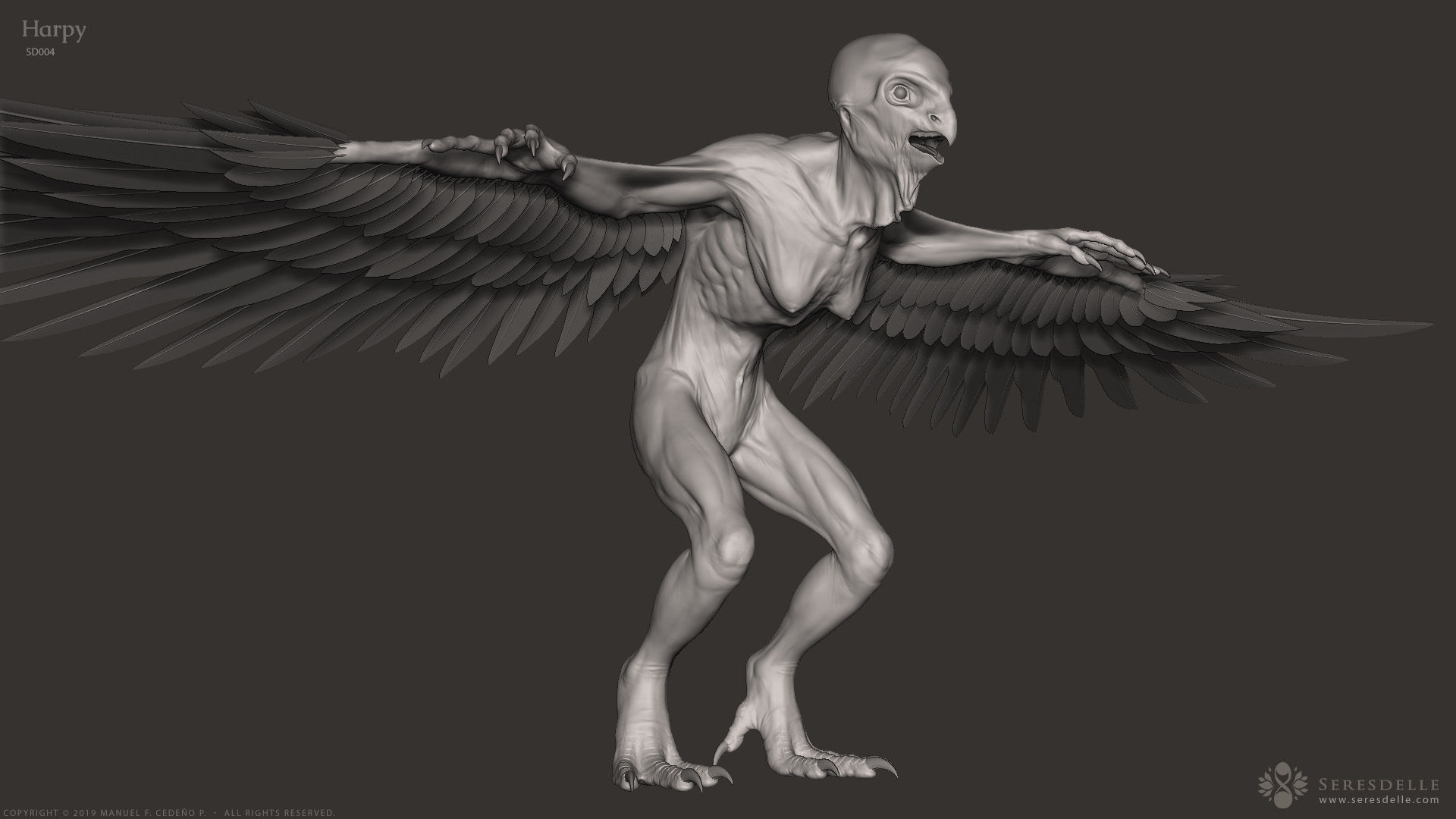 Harpy - Highpoly Sculpture 3D model_2