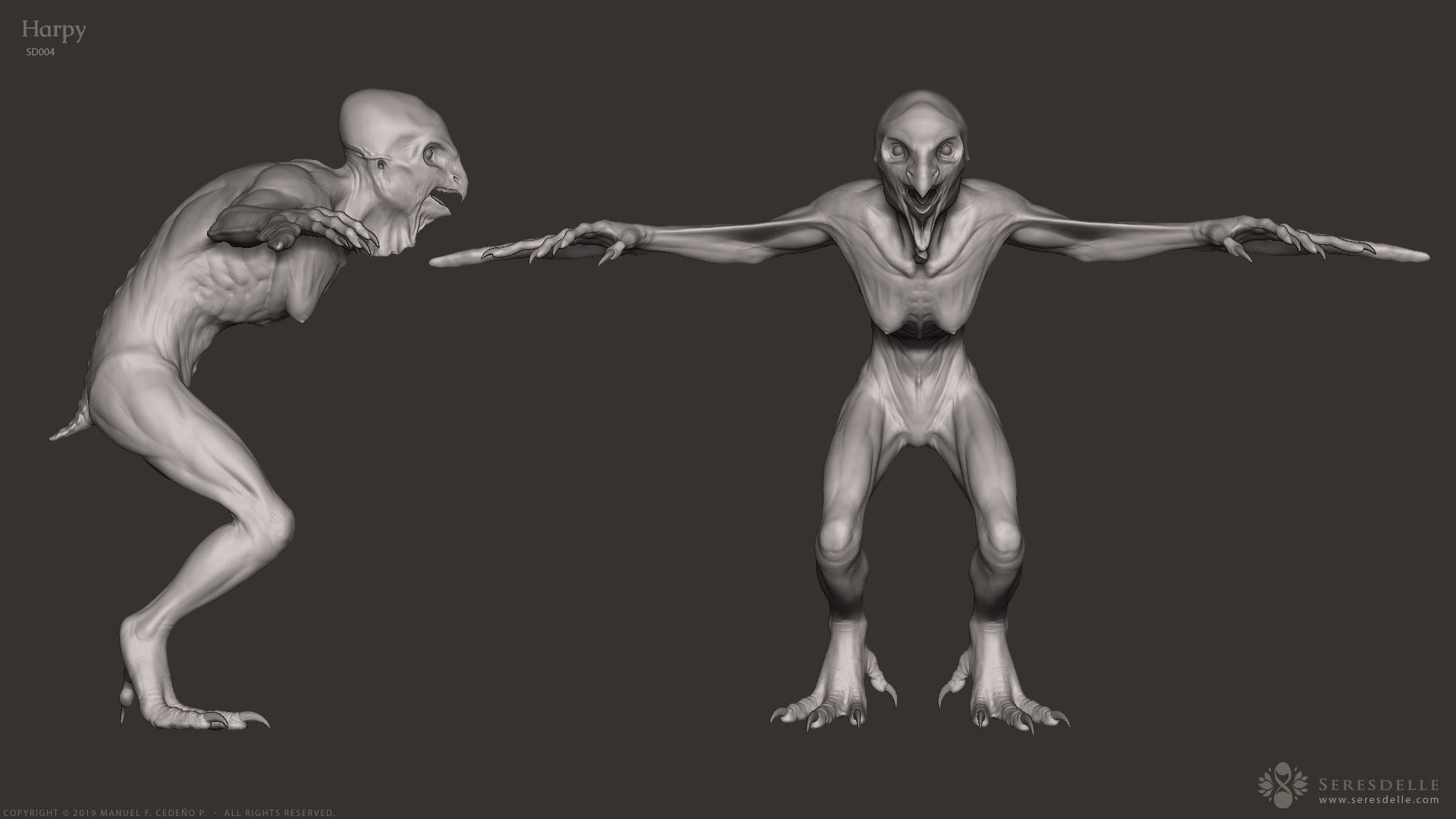 Harpy - Highpoly Sculpture 3D model_7