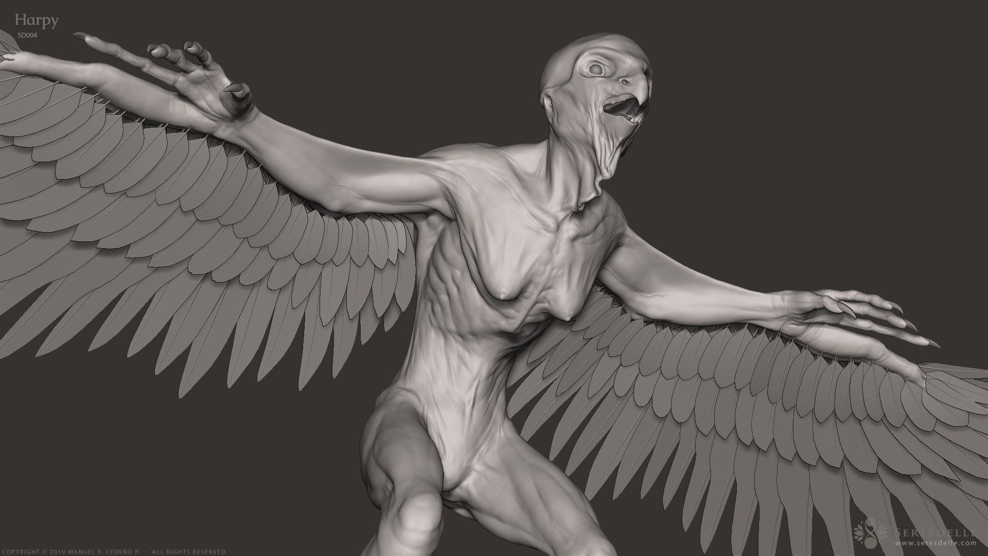 Harpy - Highpoly Sculpture 3D model_13