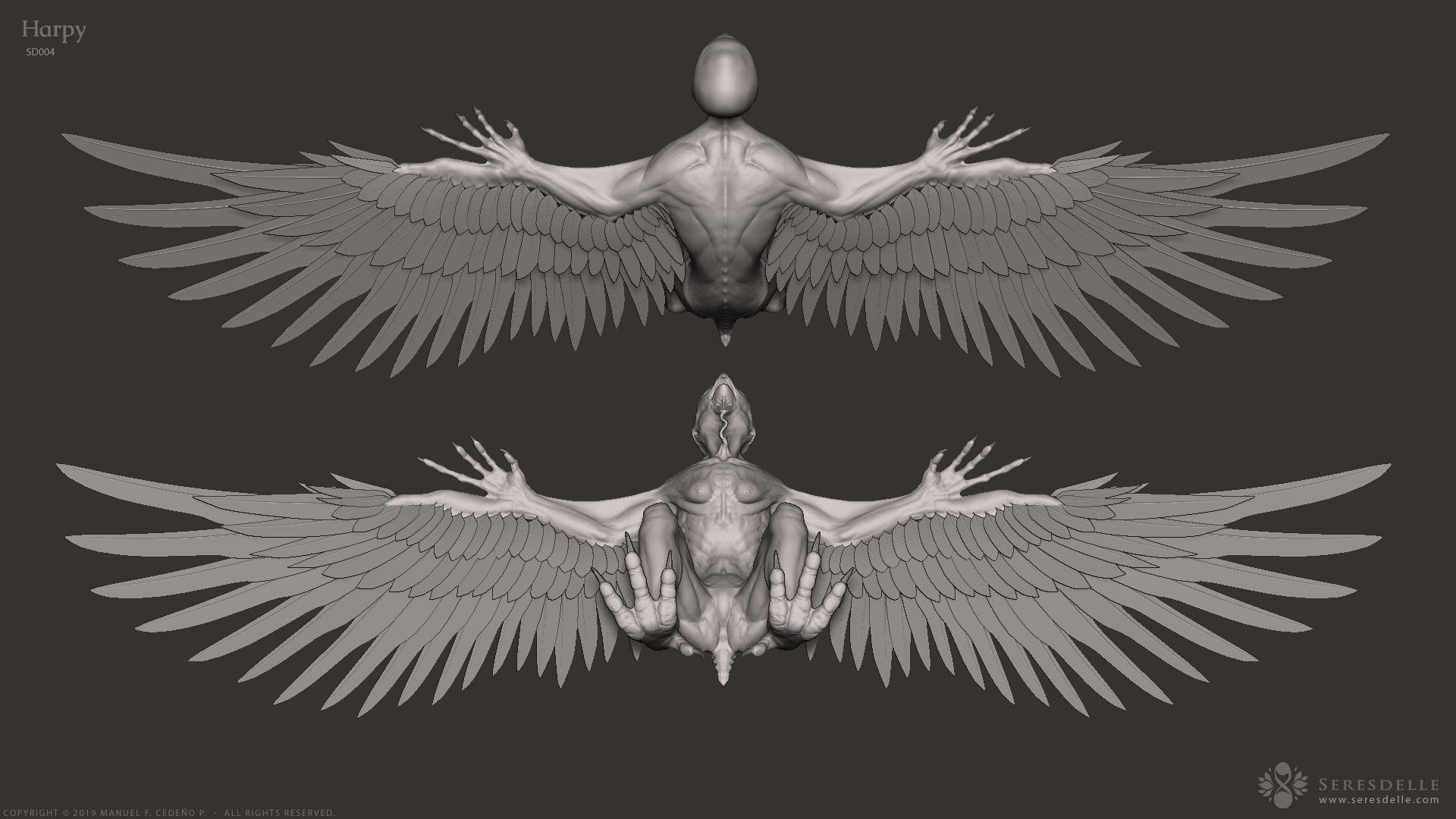 Harpy - Highpoly Sculpture 3D model_6