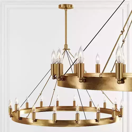 RH CAMINO VINTAGE CANDELABRA ROUND CHANDELIER 38 Brass