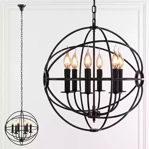 Restoration Hardware FOUCAULT S ORB CHANDELIER 18 Black