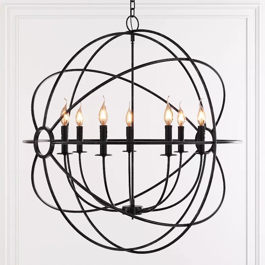 Restoration Hardware FOUCAULT S ORB CHANDELIER 32 Black 3D model_0
