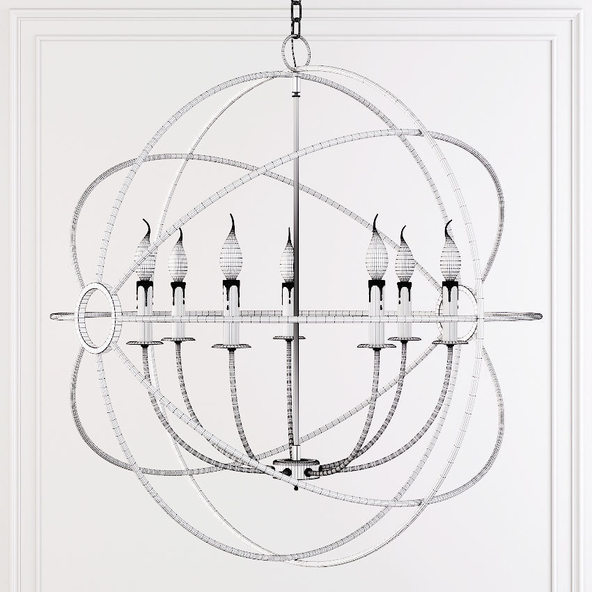 Restoration Hardware FOUCAULT S ORB CHANDELIER 32 Black 3D model_1