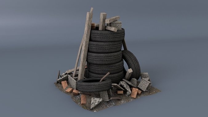 Scrap wheel asset Low-poly 3D model