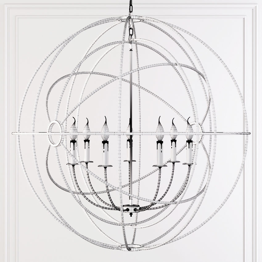 Restoration Hardware FOUCAULT S TWIN-ORB CHANDELIER 41 Rustic 3D model_1
