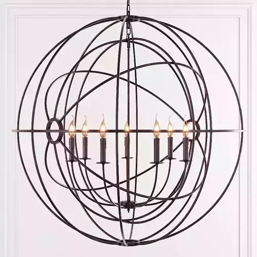 Restoration Hardware FOUCAULT S TWIN-ORB CHANDELIER 41 Rustic 3D model