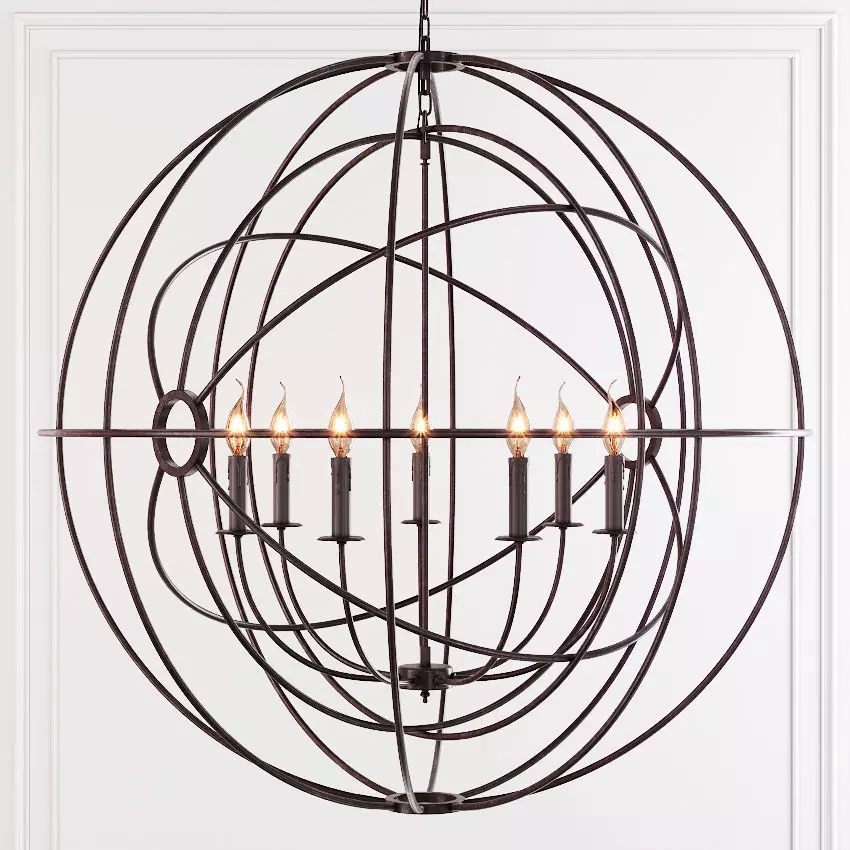 Restoration Hardware FOUCAULT S TWIN-ORB CHANDELIER 41 Rustic 3D model_0