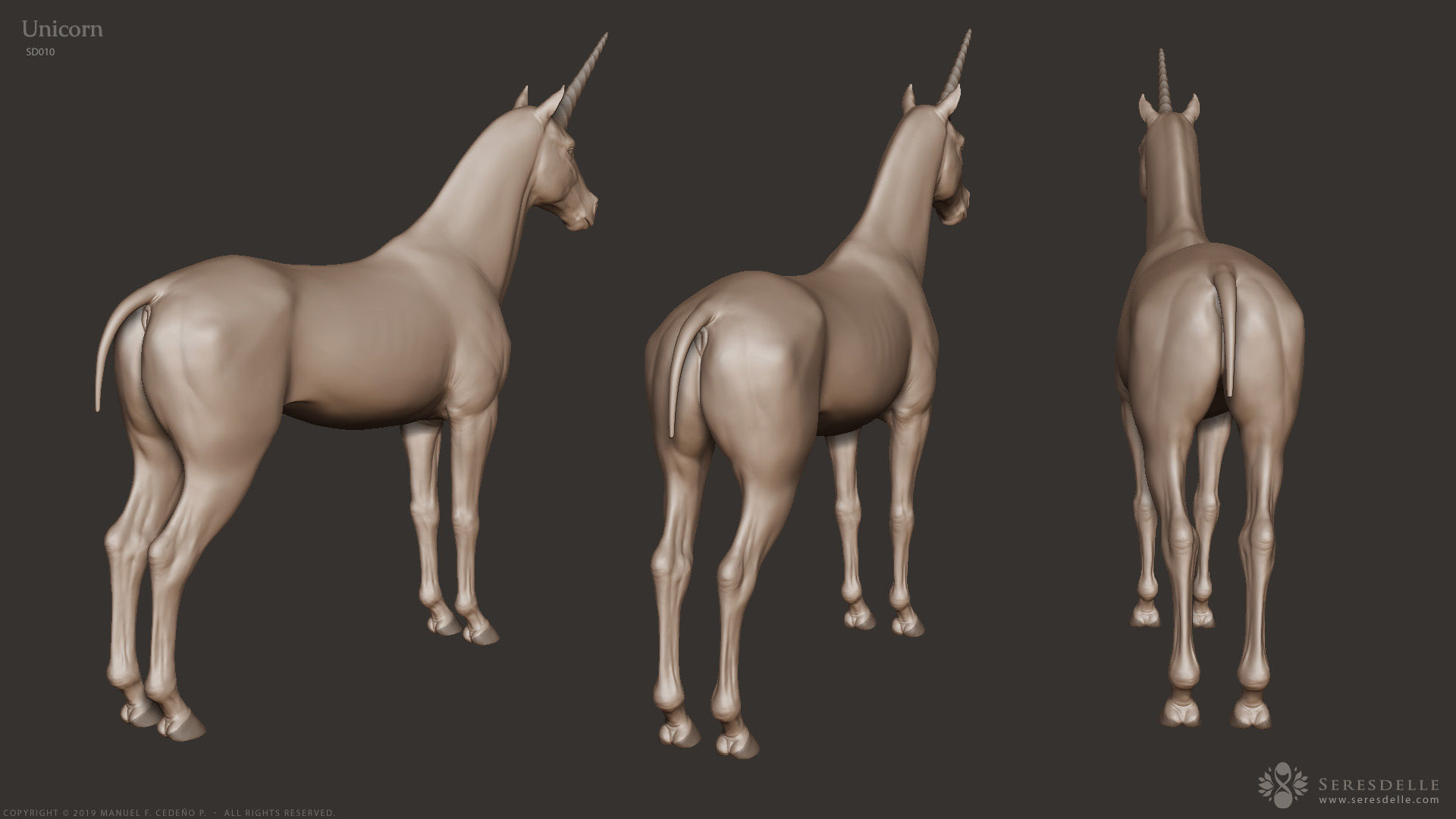 Unicorn - Highpoly Sculpture 3D model_9