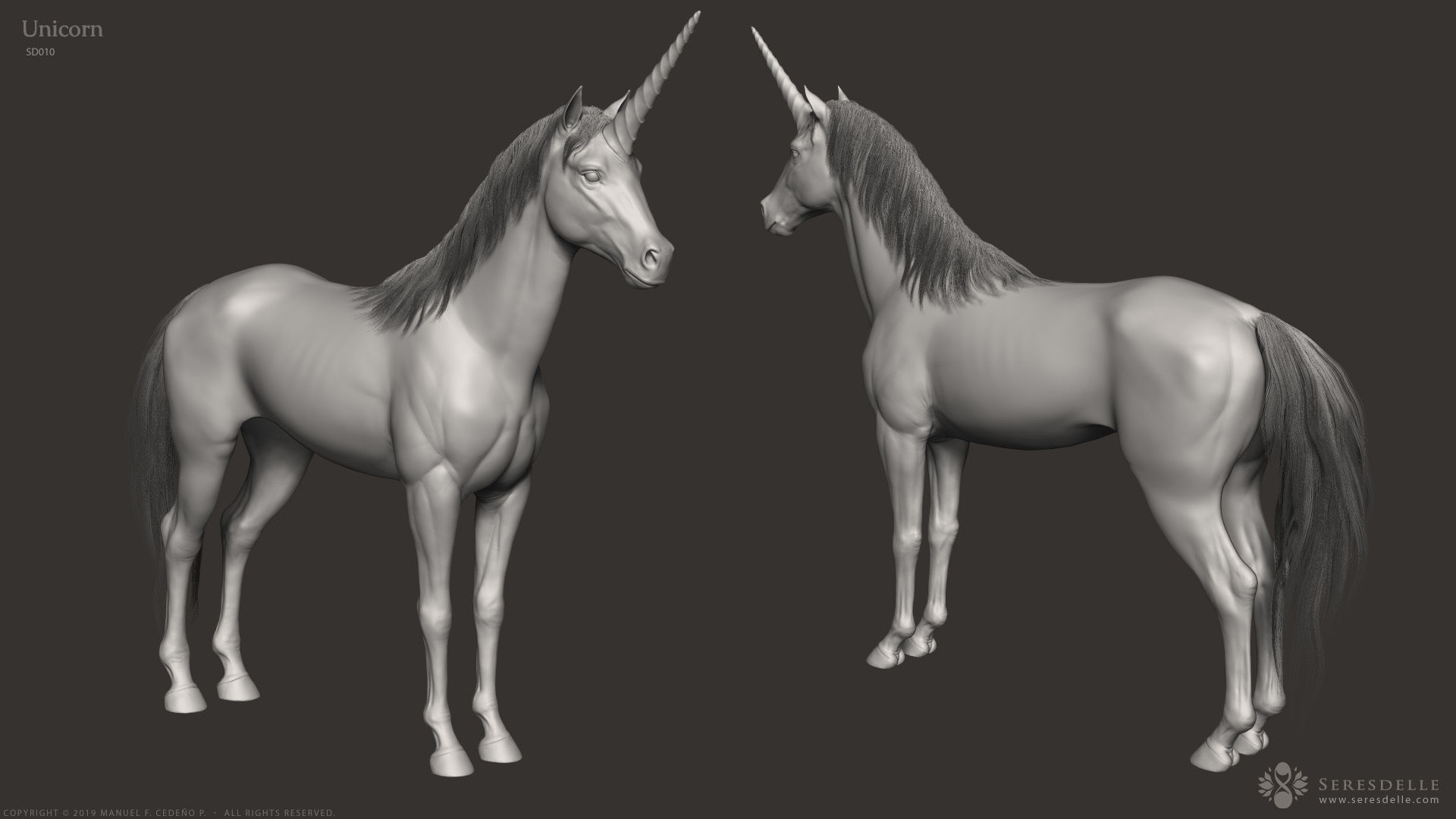 Unicorn - Highpoly Sculpture 3D model_3
