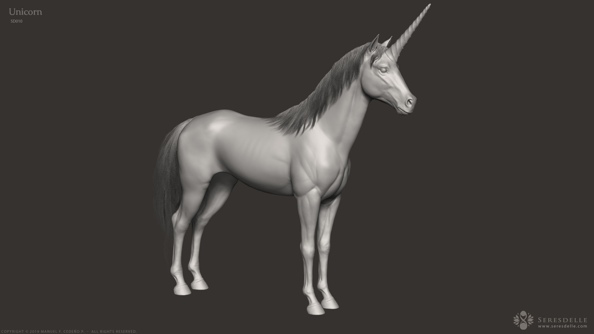Unicorn - Highpoly Sculpture 3D model_2