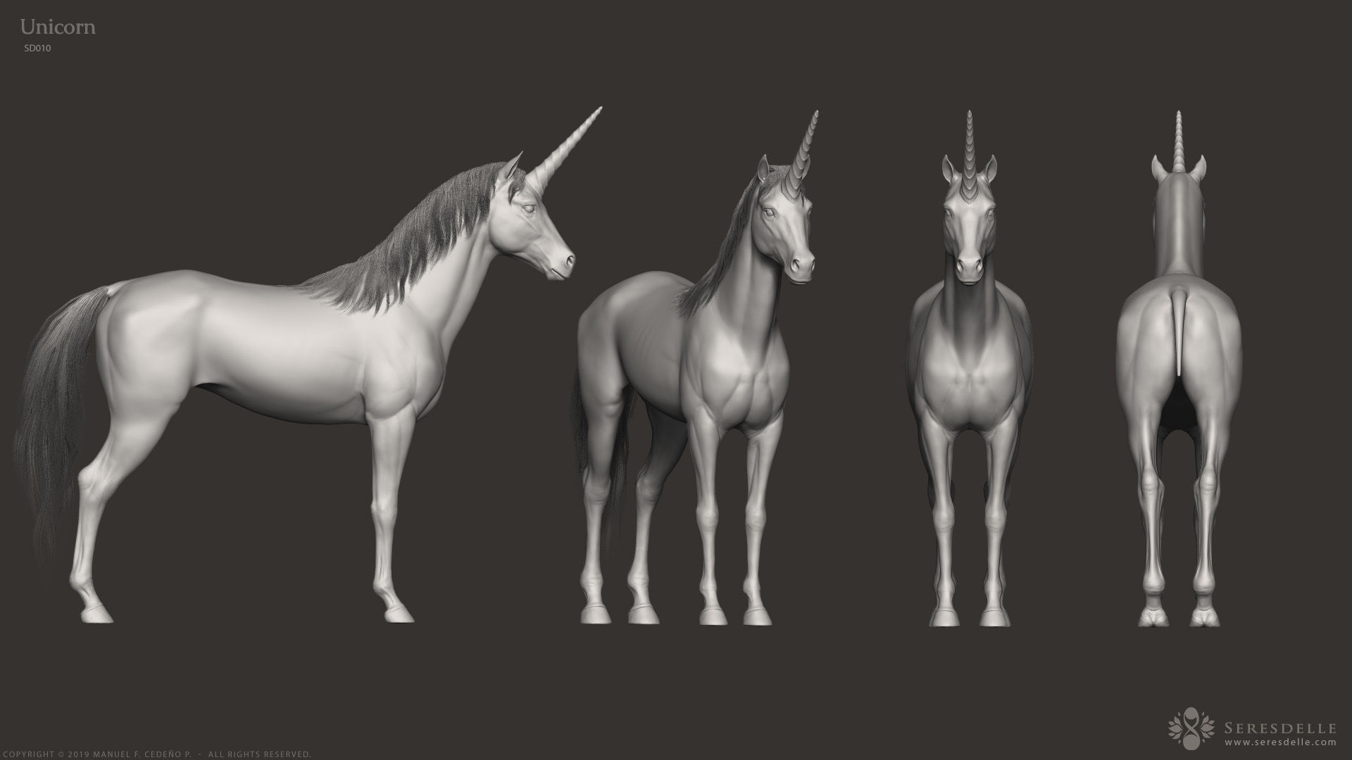 Unicorn - Highpoly Sculpture 3D model_5