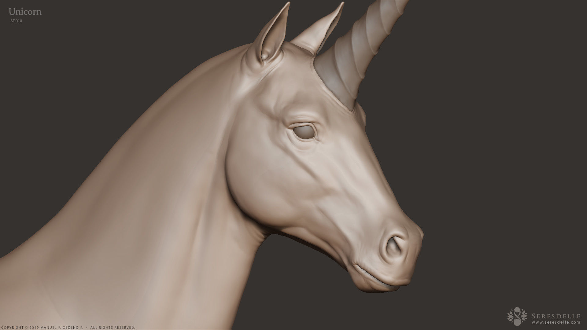 Unicorn - Highpoly Sculpture 3D model_13