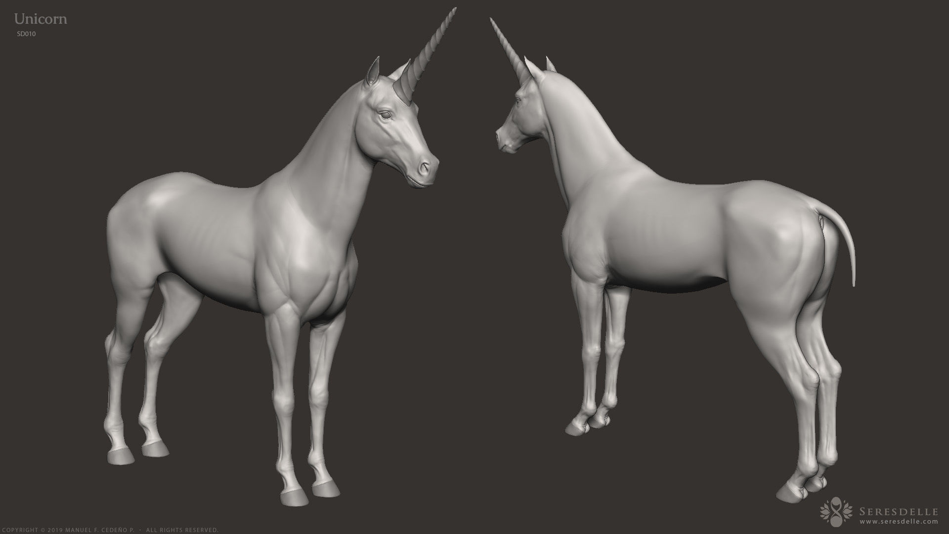Unicorn - Highpoly Sculpture 3D model_4