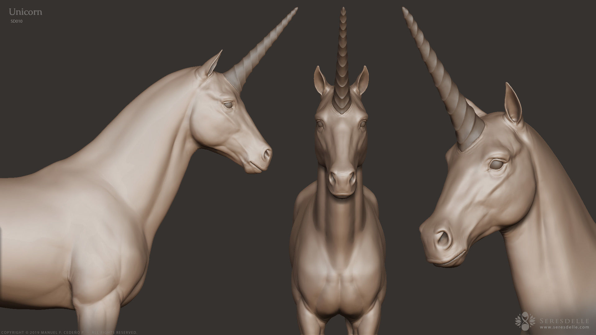 Unicorn - Highpoly Sculpture 3D model_12