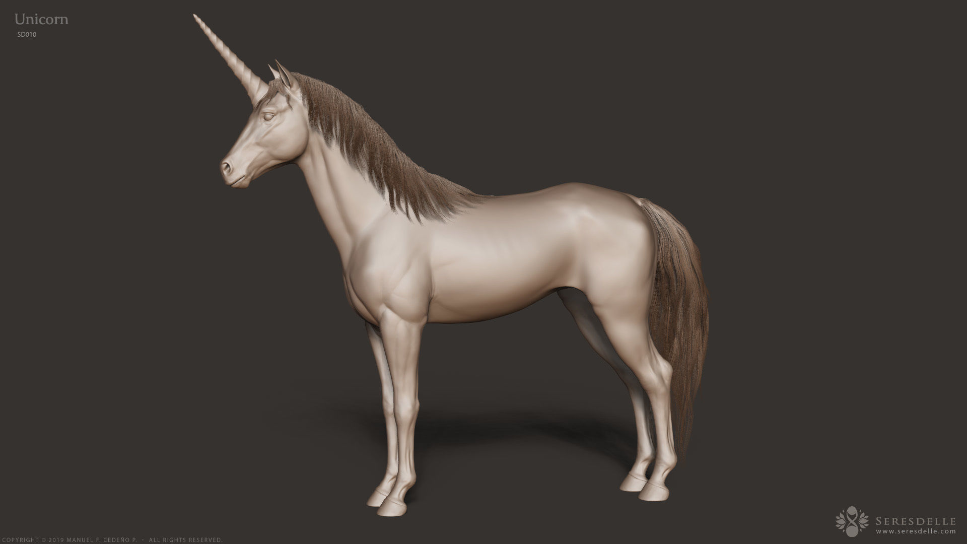 Unicorn - Highpoly Sculpture 3D model_17