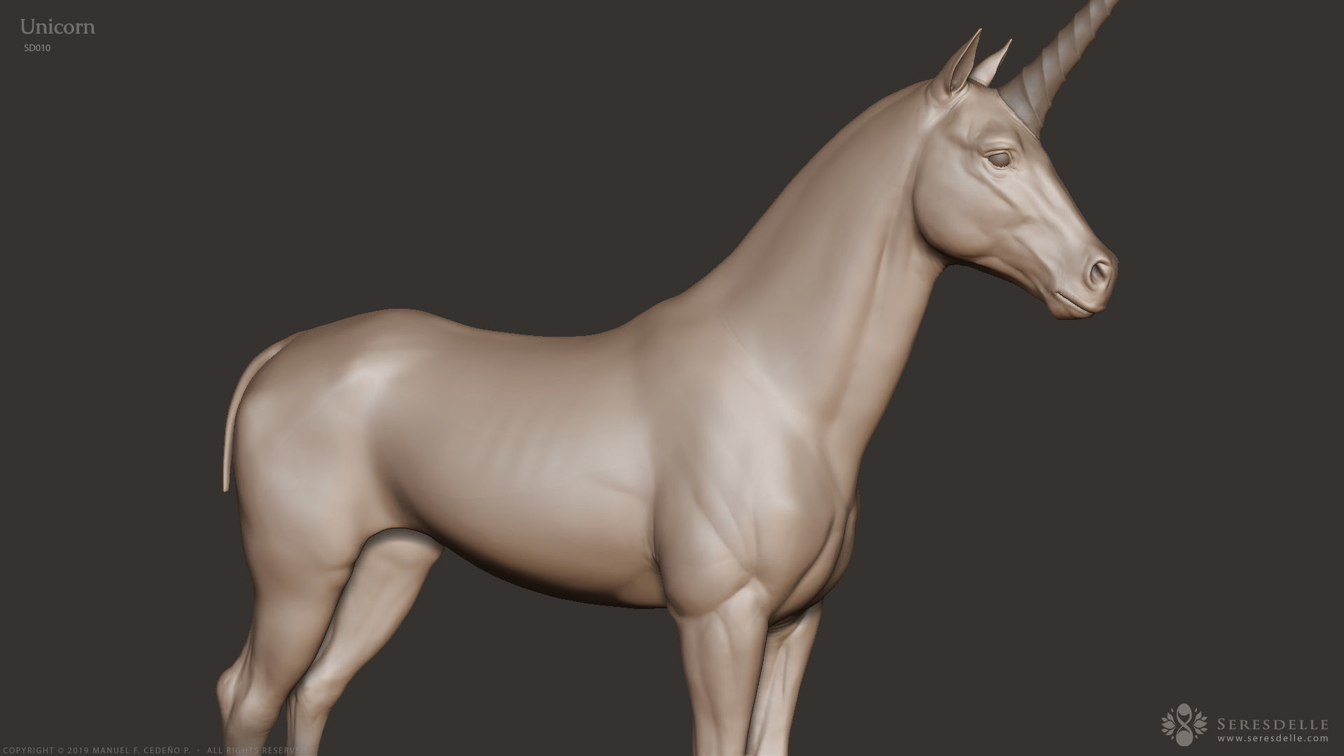Unicorn - Highpoly Sculpture 3D model_6