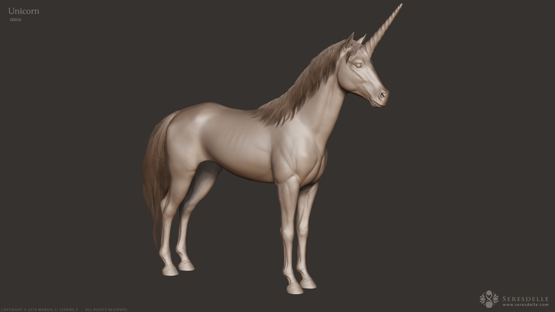 Unicorn - Highpoly Sculpture 3D model_1