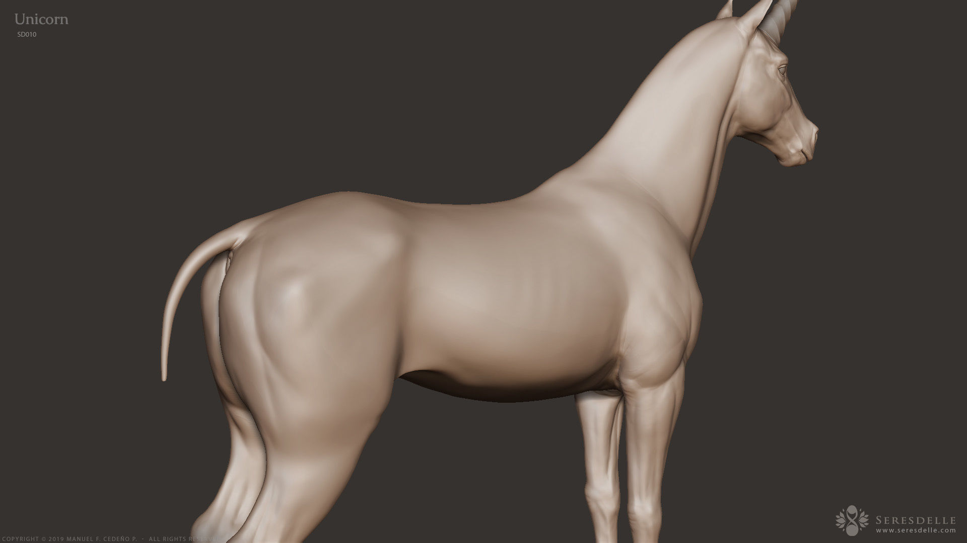 Unicorn - Highpoly Sculpture 3D model_10