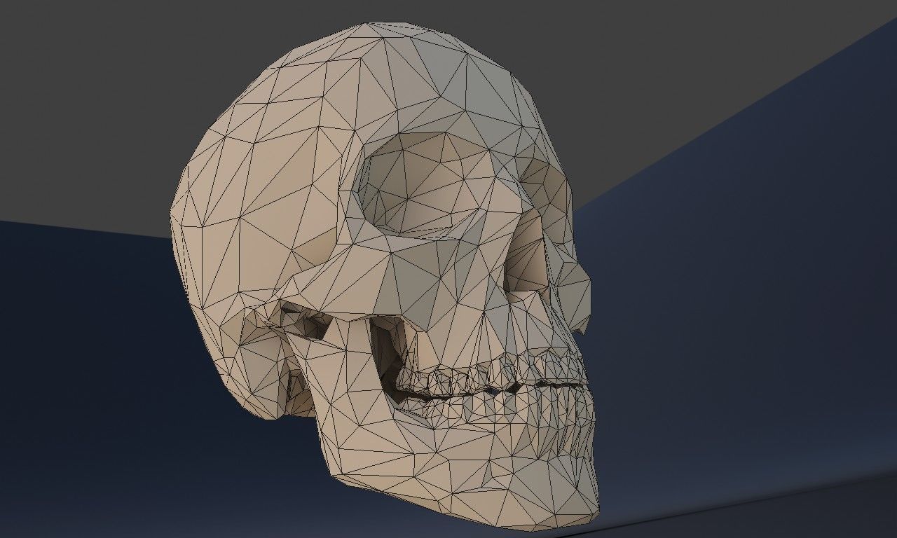 Low poly human skull Low-poly 3D model_10