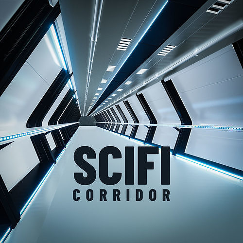 Scifi Corridor Low-poly 3D model