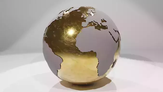 3D Globe in Gold