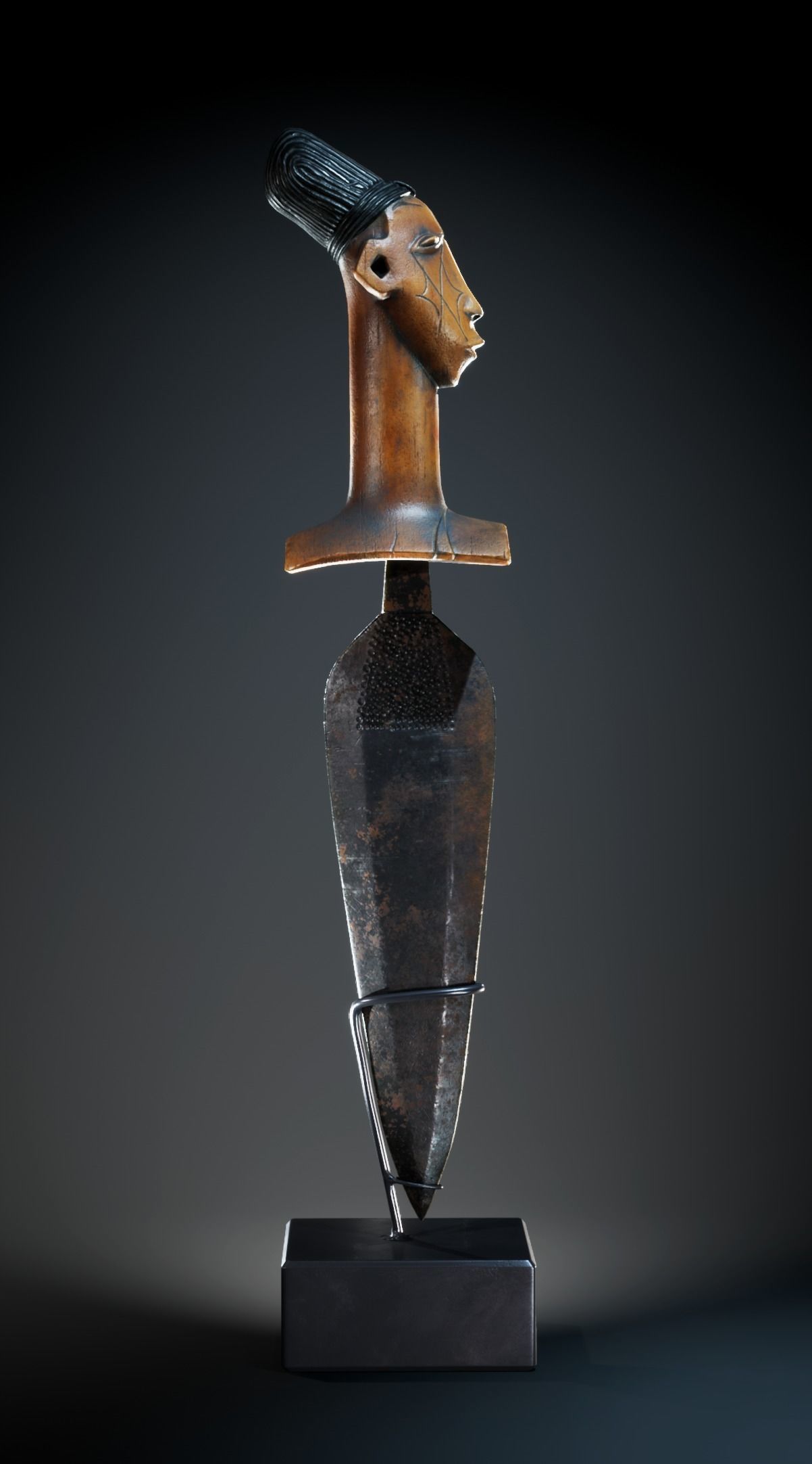 Mangbetu Knife PBR Game Ready Model Low-poly 3D model_2