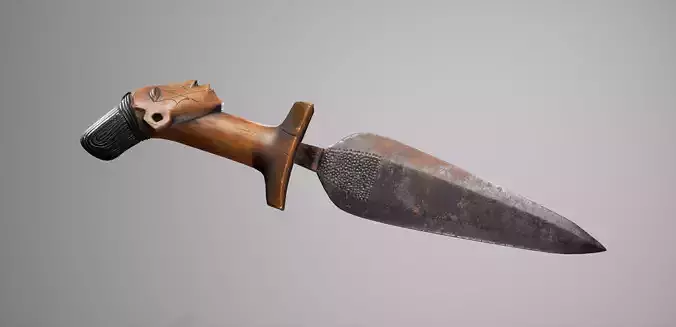 Mangbetu Knife PBR Game Ready Model Low-poly 3D model