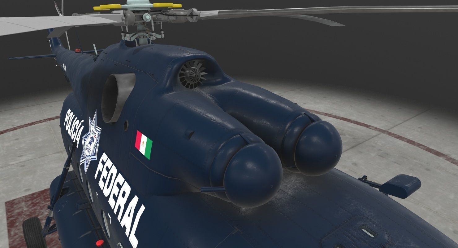 Mi-17 Mexican Police Low-poly 3D model_6