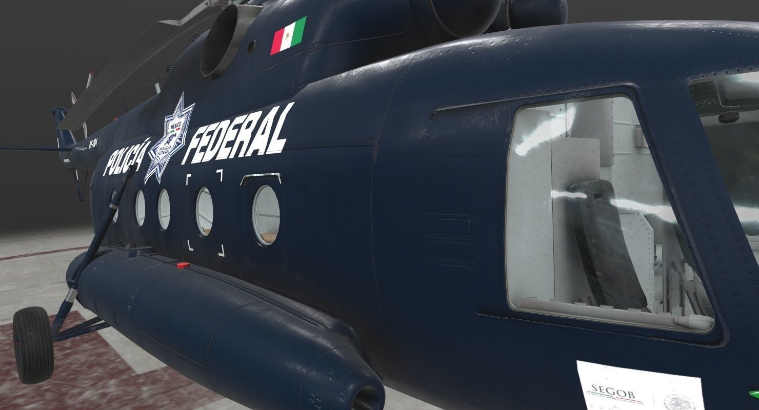 Mi-17 Mexican Police Low-poly 3D model_5