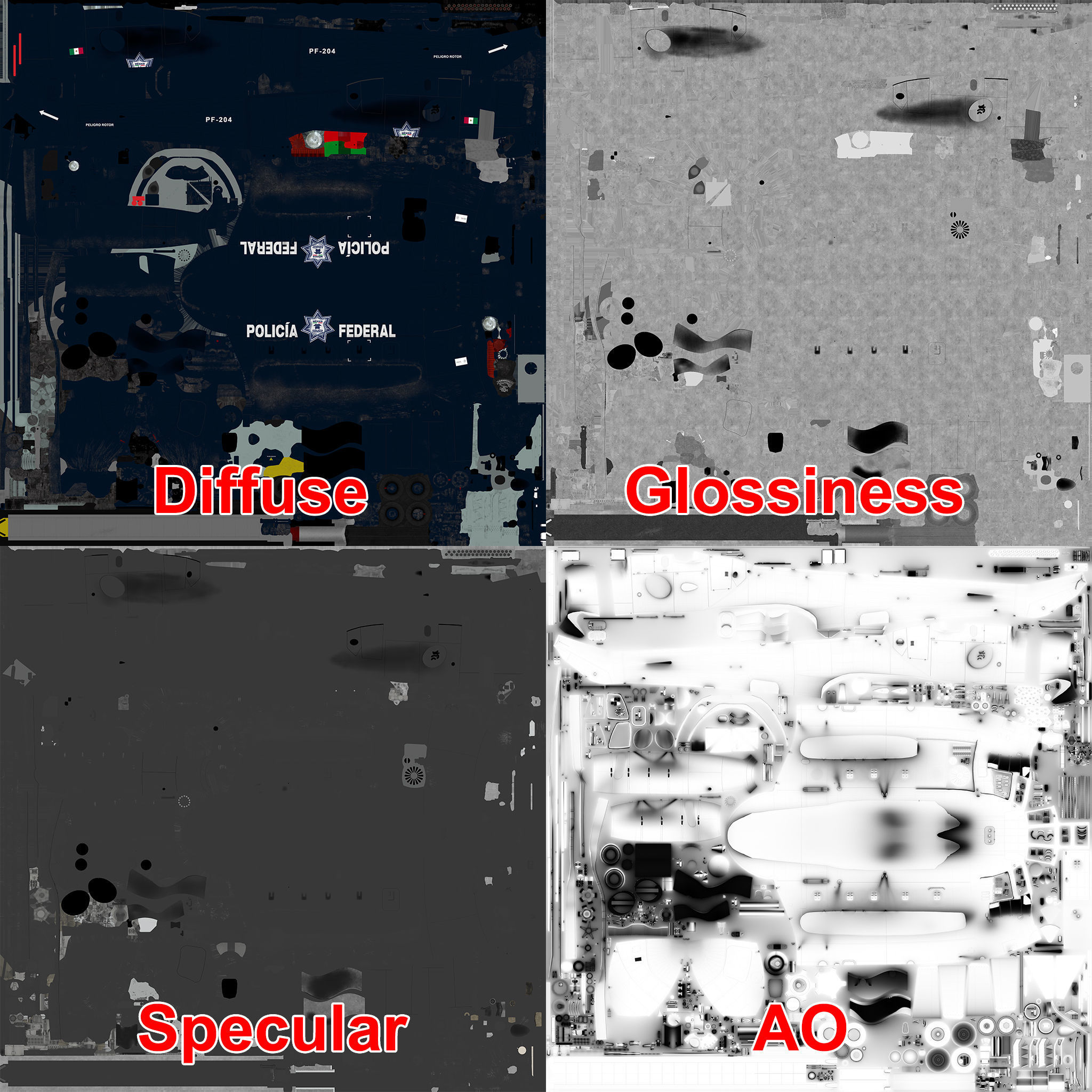 Mi-17 Mexican Police Low-poly 3D model_63