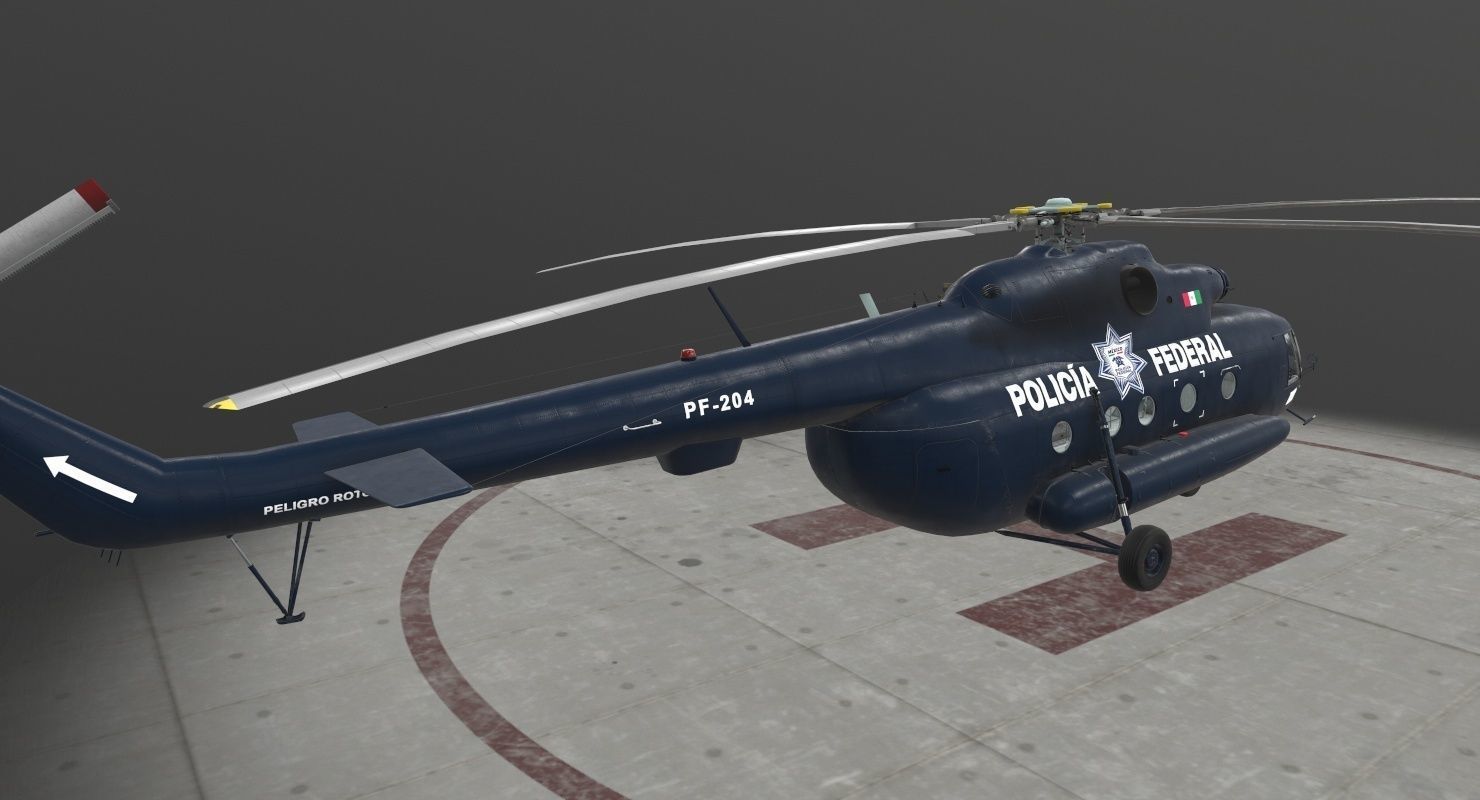 Mi-17 Mexican Police Low-poly 3D model_4