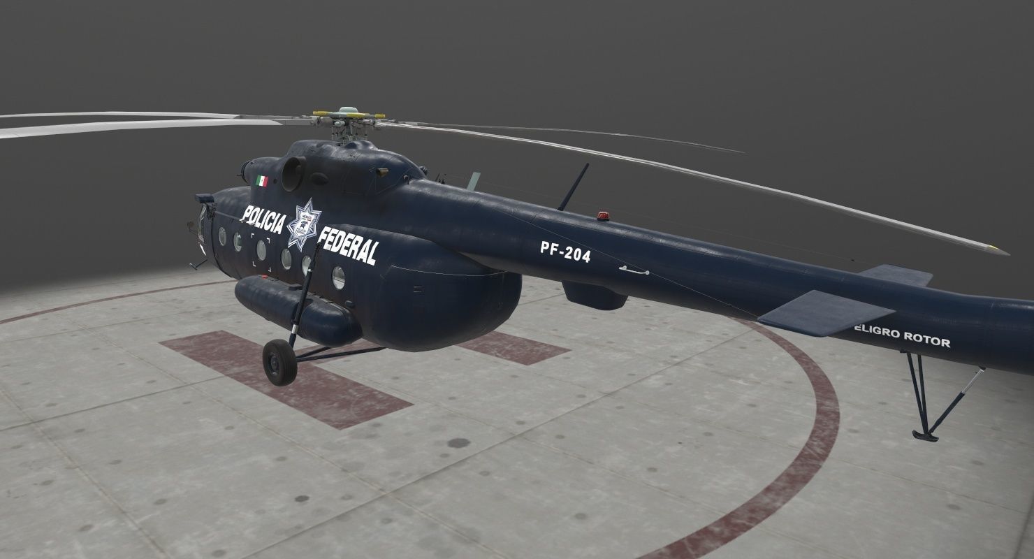 Mi-17 Mexican Police Low-poly 3D model_3
