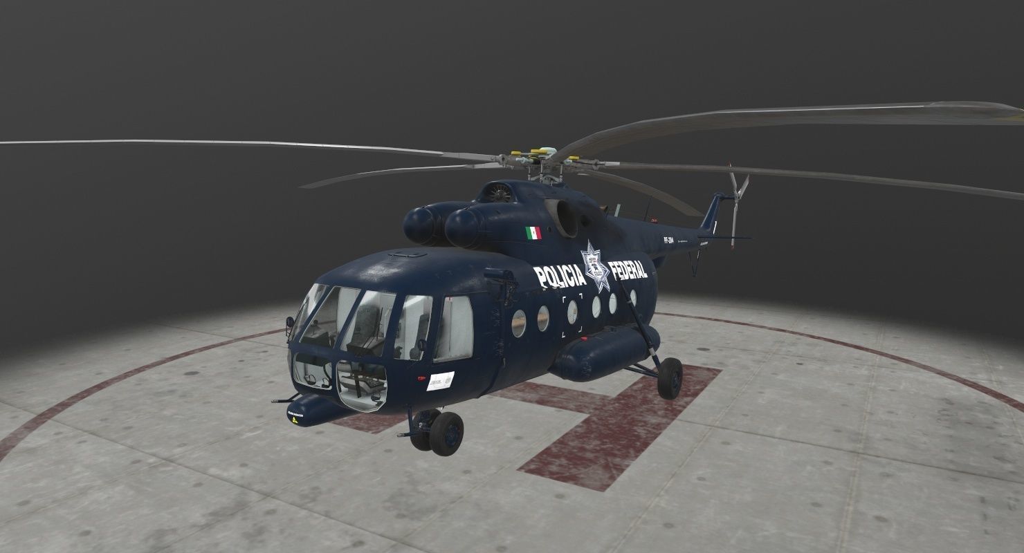 Mi-17 Mexican Police Low-poly 3D model_2