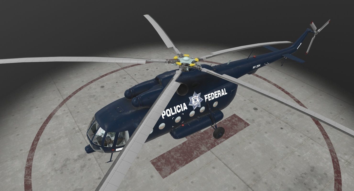 Mi-17 Mexican Police Low-poly 3D model_20