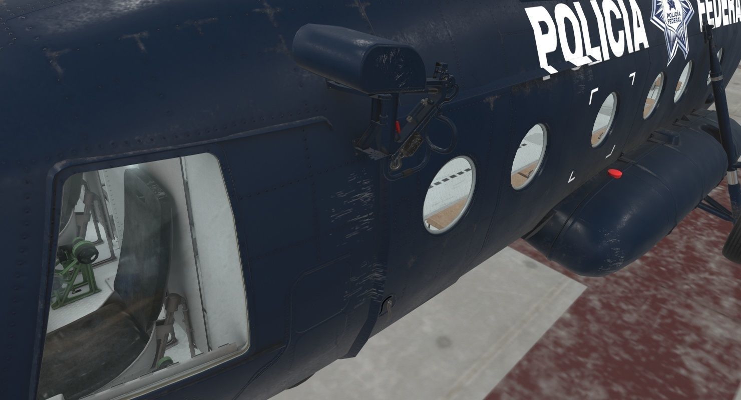 Mi-17 Mexican Police Low-poly 3D model_8