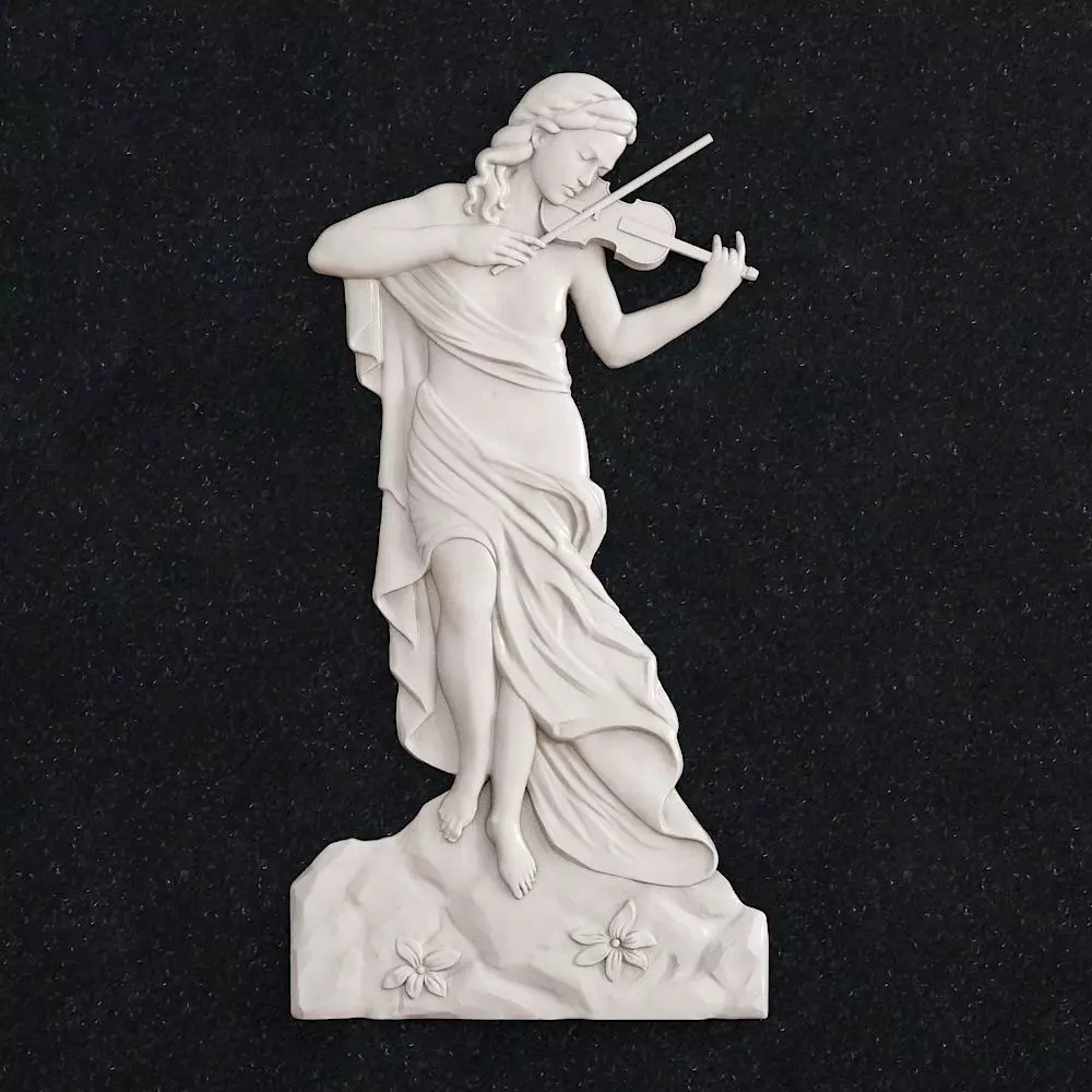 Girl violin 3D print model_0
