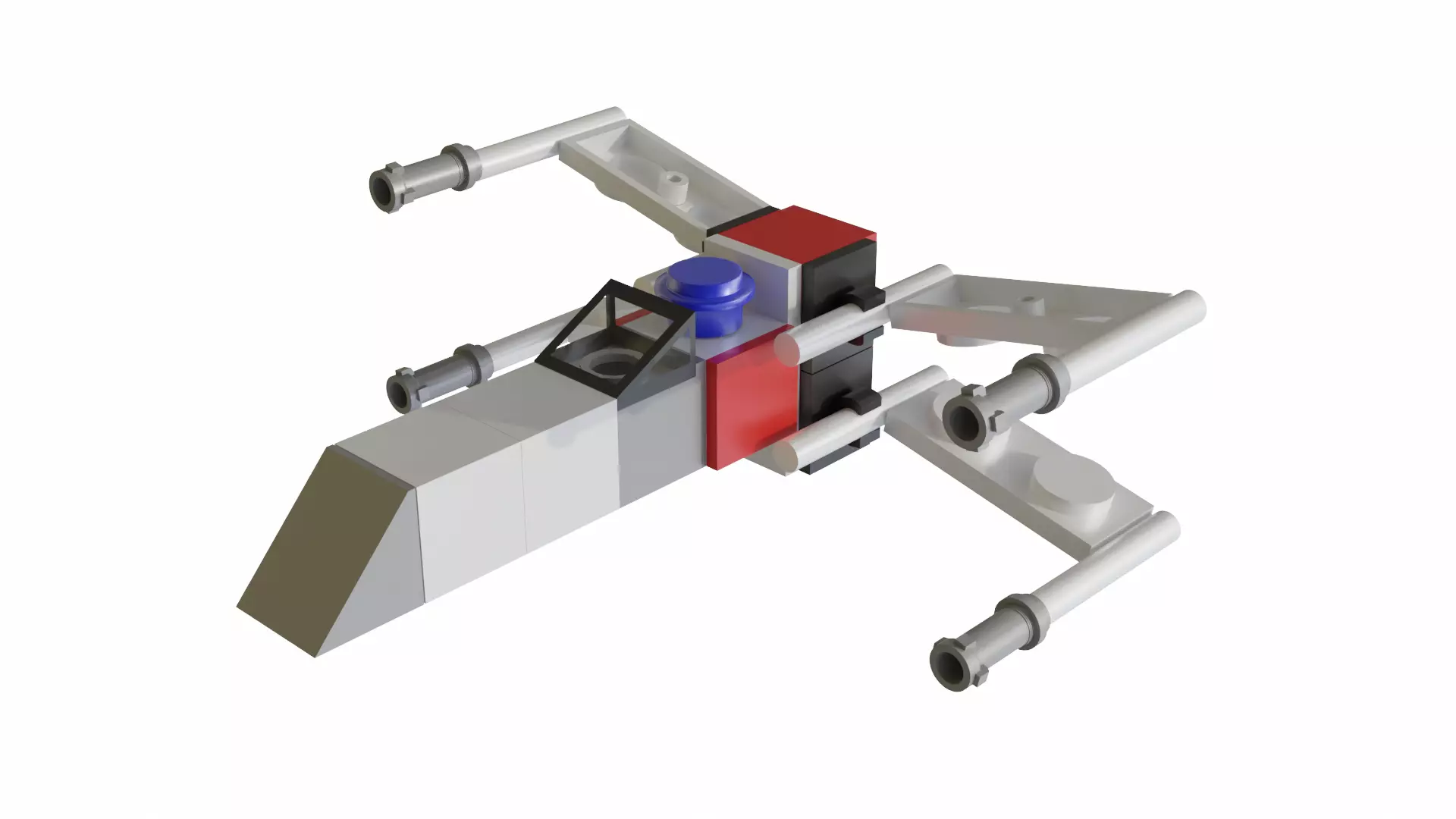 Miniature Lego Star Wars X-Wing Low-poly 3D model