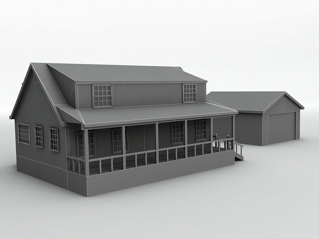 House 10 Low-poly 3D model_2