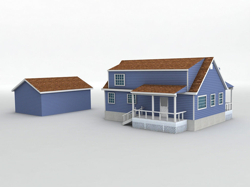 House 10 Low-poly 3D model_1