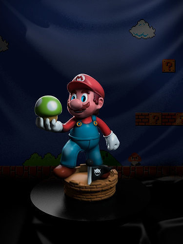 Mario statue of holding ball 3D print model