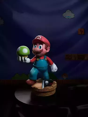 Mario statue of holding ball 3D print model