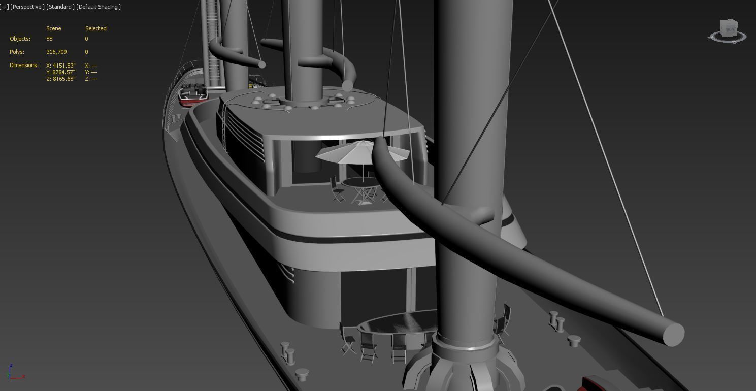 sailboat 3D model ship with boat Low-poly 3D model_3