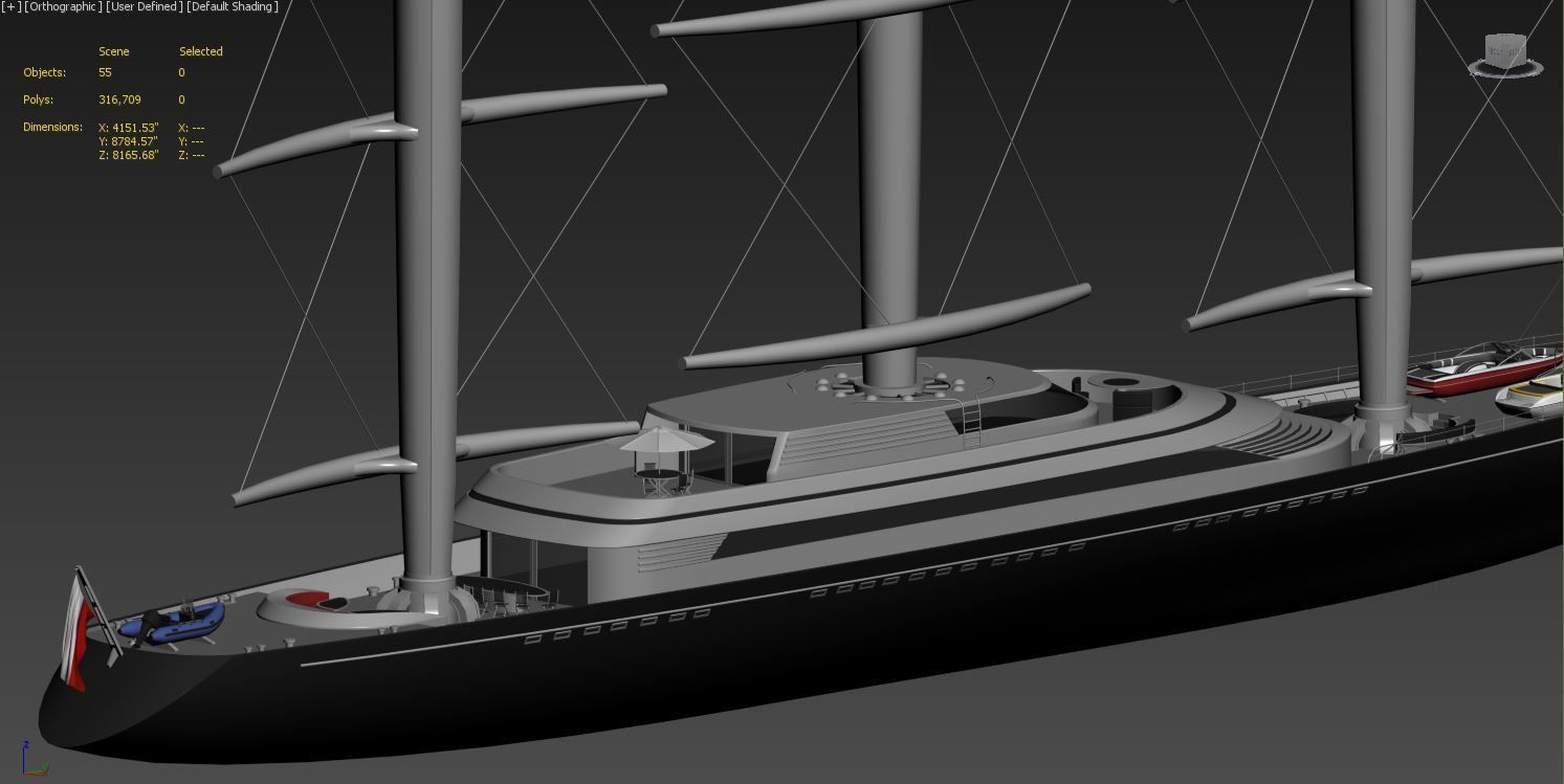 sailboat 3D model ship with boat Low-poly 3D model_4